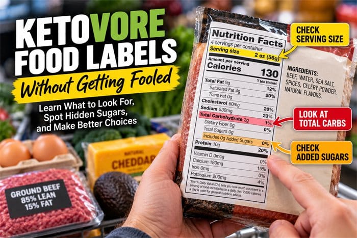Grocery shopper examining the nutrition facts and carbohydrate information on a packaged food